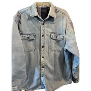 Puritan Shirt Men's L 42/44 Blue Cotton Denim Fleece Lined Long Sleeve Shacket